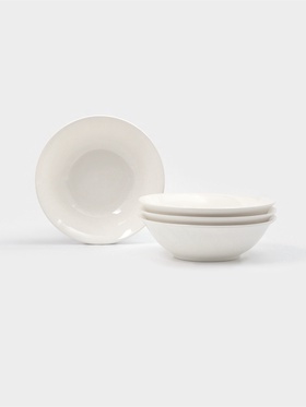 Тарелки глубокие Доляна White Label, набор 4 шт., 950 мл, 20×6.5 см, фарфор, белые