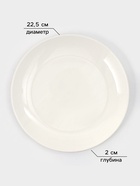 Тарелки обеденные Доляна White Label, набор 4 шт., d=22.5 см, фарфор, белые - фото 7729598