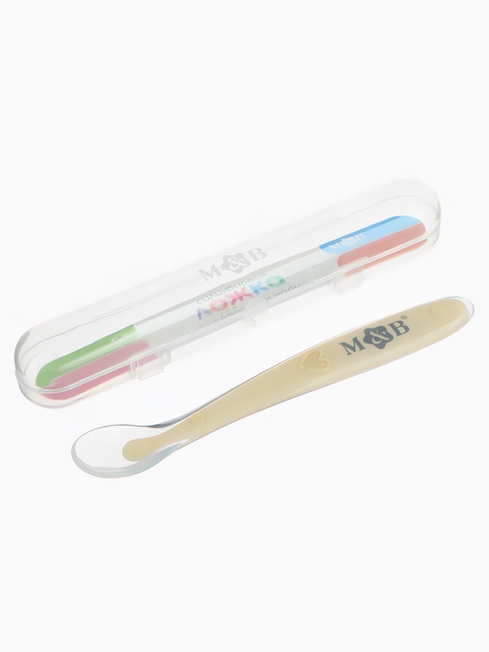 Ложка для первого прикорма в контейнере, бежевая Mum&Baby - Фото 1