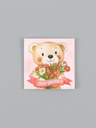 Открытка мини «Мишка с цветами», 7 ? 7 см (комплект 20 шт) - фото 61954719