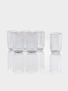 Набор стаканов, 400 мл, 6 шт., с золотой отводкой, прозрачные