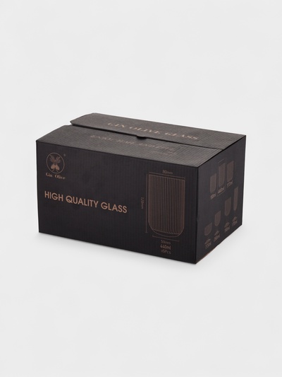 Набор стаканов «Грани», 400 мл, 6 шт., с золотой отводкой, прозрачные