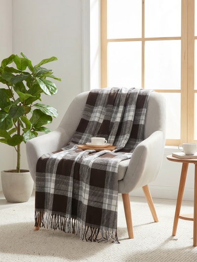 Плед «Элис» 150×200 см, белый/серый/коричневый