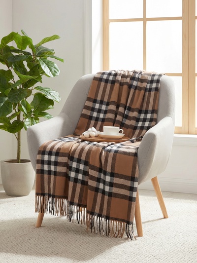 Плед «Элис» 150×200 см, белый/бежевый/коричневый