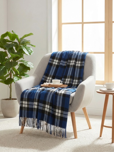 Плед «Элис» 150×200 см, синий/белый