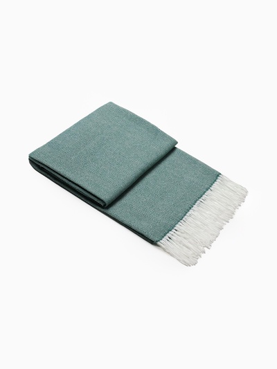 Плед «Милан» 150×200 см, белый/зелёный