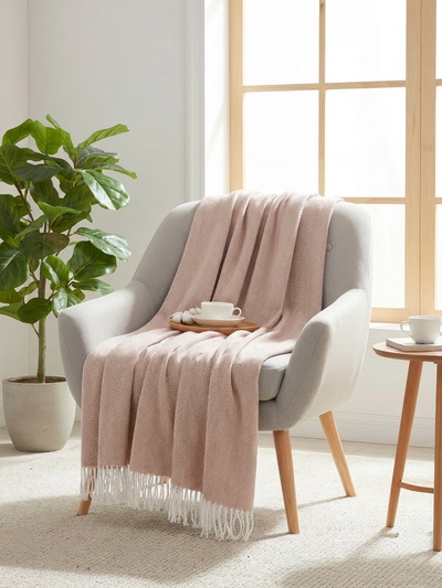 Плед «Милан» 150×200 см, белый/бежевый