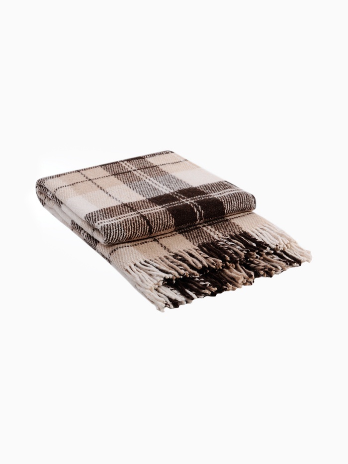 Плед «Эльф» 140×200 см, рап.2, новозеландская шерсть, белый/серый/коричневый - Фото 1