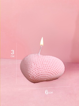 Свеча фигурная формовая «Сердце в сеточку», 4×6×3 см, соевый воск, МИКС