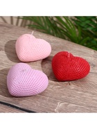 Свеча фигурная формовая «Сердце в сеточку», 4×6×3 см, соевый воск, МИКС - фото 61954829