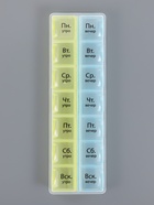 Таблетница-органайзер 14секц 21,5*6,5*2см Неделька утро/вечер рус буквы жёлт/гол пакет  OT - фото 63632381