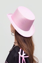 Карнавальная шляпа «Цилиндр», розовая с блёстками, р-р. 56-58 - фото 119823101