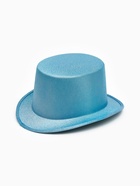 Карнавальная шляпа «Цилиндр», голубая с блёстками, р-р. 56-58 - фото 119823104