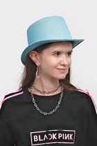 Карнавальная шляпа «Цилиндр», голубая с блёстками, р-р. 56-58 - фото 119823107