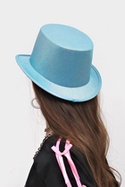 Карнавальная шляпа «Цилиндр», голубая с блёстками, р-р. 56-58 - фото 119823108