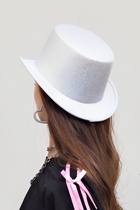 Карнавальная шляпа «Цилиндр», серебрянная с блёстками, р-р. 56-58 - фото 119823115