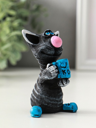 Фигурка полистоун «Кот с кружкой», 8 см