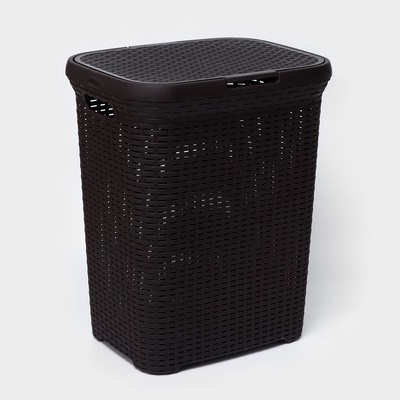 УЦЕНКА Корзина для белья без крышки «Ротанг», 60 л, 34.6×44.5×56 см, прямоугольная, коричневая