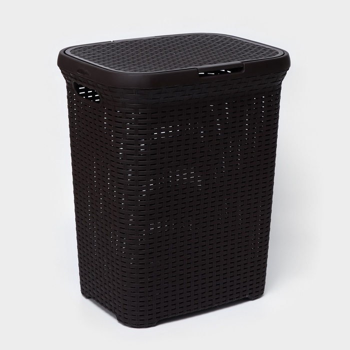 УЦЕНКА Корзина для белья без крышки «Ротанг», 60 л, 34.6×44.5×56 см, прямоугольная, коричневая - Фото 1