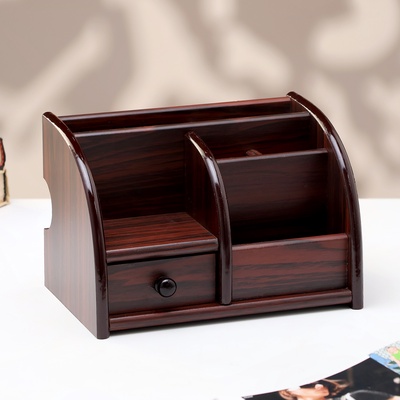 УЦЕНКА Органайзер 5 секций, 1 выдвижной ящик, серия Зебрано с кантом темным, 14×21 см