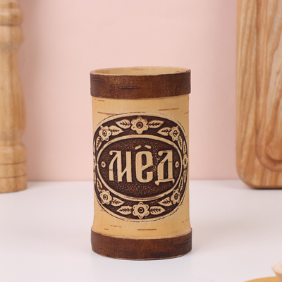 Туес «Мёд», 6×6×15 см, береста