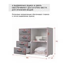 УЦЕНКА Комод Nova, 900×410×742, Белый/Бетон 10963217 - фото 3918213