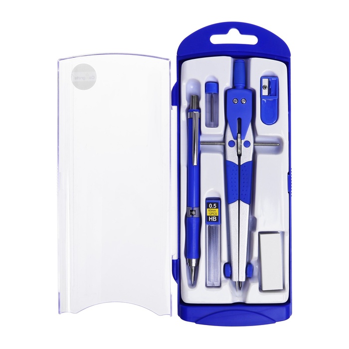 УЦЕНКА Набор чертежный Calligrata, 6 предметов (циркуль 180 мм, точилка, грифель, ластик, карандаш механический, узел 0.5 мм, грифели НВ, узел 0.5 мм), в п... - Фото 1