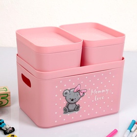 {{photo.Alt || photo.Description || 'УЦЕНКА Набор Контейнеров для хранения Mommy love, нежно-розовый'}}