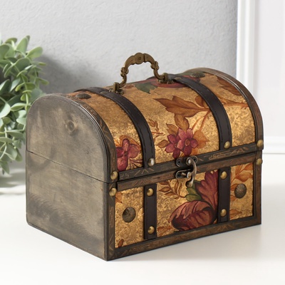 УЦЕНКА Шкатулка сундук дерево «Цветочный узор» 20×15×15.5 см