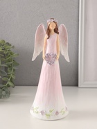 УЦЕНКА Сувенир полистоун "Девушка-ангел в нежно-розовом платье с венком-сердце" 8,5х6х21,5 см 1058 10963245
