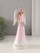 УЦЕНКА Сувенир полистоун "Девушка-ангел в нежно-розовом платье с венком-сердце" 8,5х6х21,5 см 1058 10963245