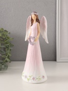 УЦЕНКА Сувенир полистоун "Девушка-ангел в нежно-розовом платье с венком-сердце" 8,5х6х21,5 см 1058 10963245