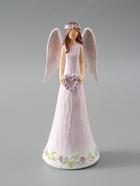 УЦЕНКА Сувенир полистоун "Девушка-ангел в нежно-розовом платье с венком-сердце" 8,5х6х21,5 см 1058 10963245