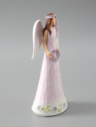 УЦЕНКА Сувенир полистоун "Девушка-ангел в нежно-розовом платье с венком-сердце" 8,5х6х21,5 см 1058 10963245