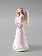 УЦЕНКА Сувенир полистоун "Девушка-ангел в нежно-розовом платье с венком-сердце" 8,5х6х21,5 см 1058 10963245