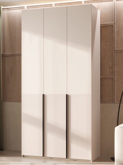 УЦЕНКА Шкаф трехстворчатый Марвэл с ящиками, 1200×508×2400, Кашемир/Кашемир