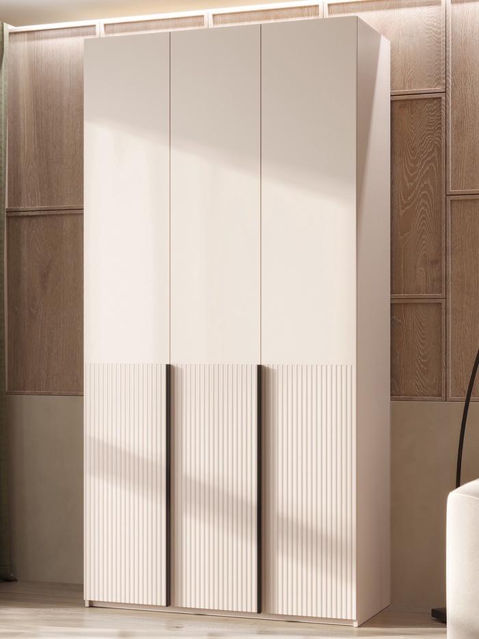 УЦЕНКА Шкаф трехстворчатый Марвэл с ящиками, 1200×508×2400, Кашемир/Кашемир - Фото 1