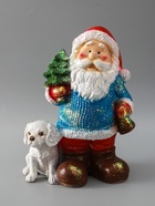 УЦЕНКА Фигура "Дед мороз с елкой" с блестками 37см 10963414