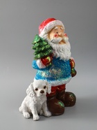 УЦЕНКА Фигура "Дед мороз с елкой" с блестками 37см 10963414