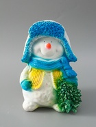 УЦЕНКА Копилка "Снеговик с елочкой" 24х17 см, голубой 10963418