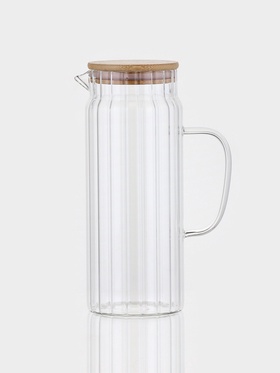 Кувшин Magistro «Богема. Дольки», 1 л, 15×9.3×22.5 см, с бамбуковой крышкой, стекло, прозрачный