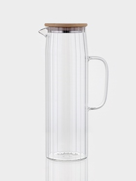 Кувшин Bella Tenero «Эко. Дольки», 1.5 л, 9×14×28 см, с бамбуковой крышкой, стекло, прозрачный