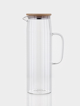 Кувшин Bella Tenero «Эко. Дольки», 1.5 л, 9×14×28 см, с бамбуковой крышкой, стекло, прозрачный