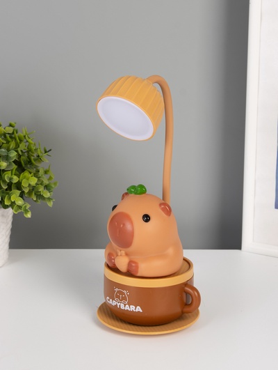 Ночник «Капибара в чашке», 8хLED, 3 Вт, 5V, USB, АКБ, 2 режима, 9.5×9.5×28.5 см