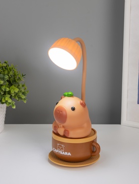 Ночник «Капибара в чашке», 8хLED, 3 Вт, 5V, USB, АКБ, 2 режима, 9.5×9.5×28.5 см