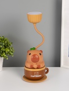 Ночник «Капибара в чашке», 8хLED, 3 Вт, 5V, USB, АКБ, 2 режима, 9.5×9.5×28.5 см - Фото 5