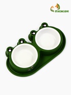 Миска двойная, 160 мл, 29.5×14×4 см, фигурная, пластик, зелёная - фото 61955104