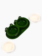 Миска двойная, 160 мл, 29.5×14×4 см, фигурная, пластик, зелёная - фото 61955109