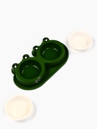 Миска двойная, 160 мл, 29.5×14×4 см, фигурная, пластик, зелёная 10917199