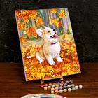 Картина по номерам на холсте с подрамником "Корги в осенней листве" 40*50 см - фото 809350156